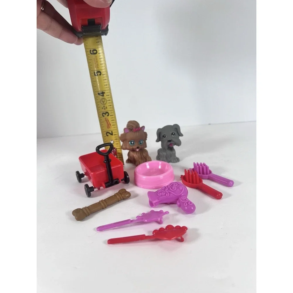 Dog Figures My‎ Pet Pals Chic Boutique Brown Dog Red/Pink Bow Lot 2 -CUTE